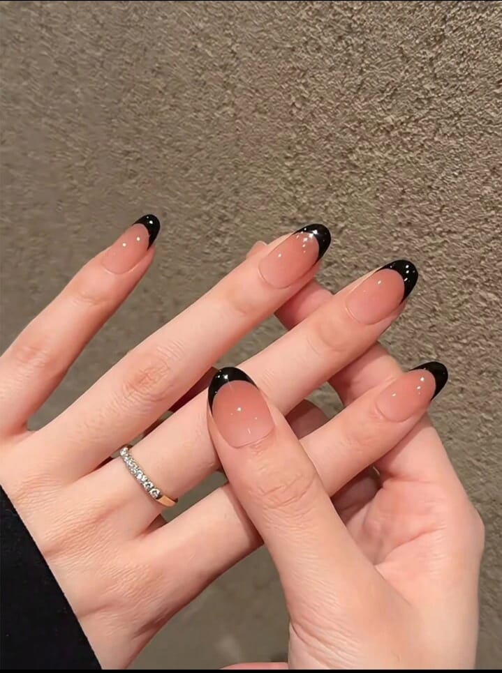 Short Almond French Manicure Nail Sticker Se